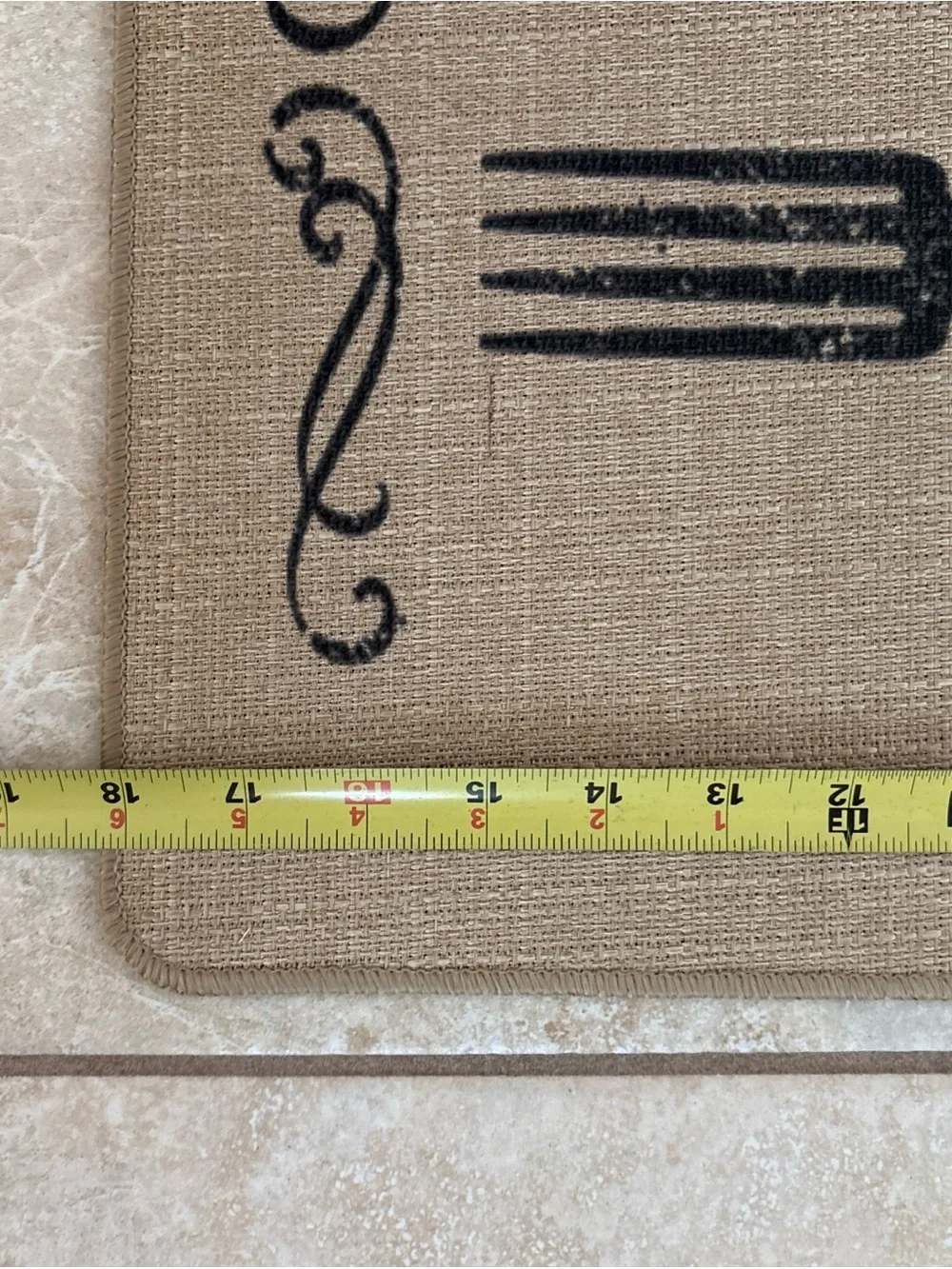 Kitchen Runner Mat - Natural Burlap with Black Text
